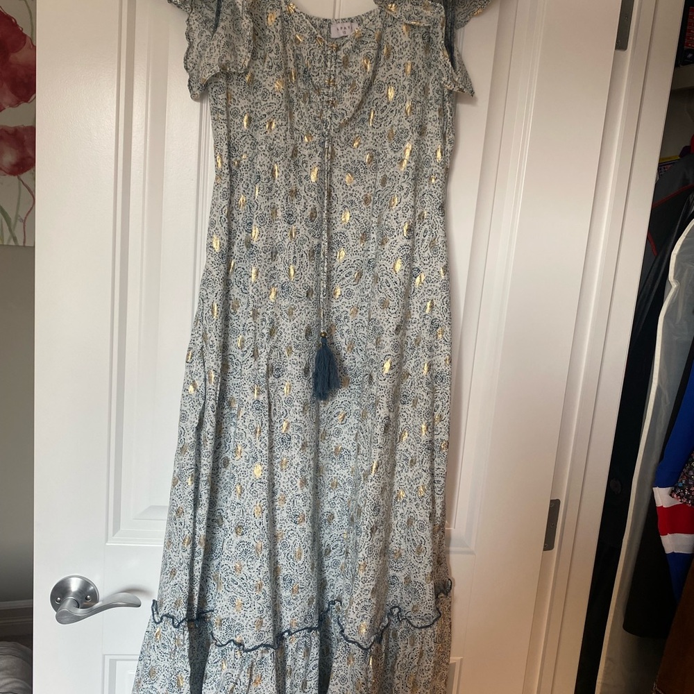 Elegant Blue and Gold Women's Dress